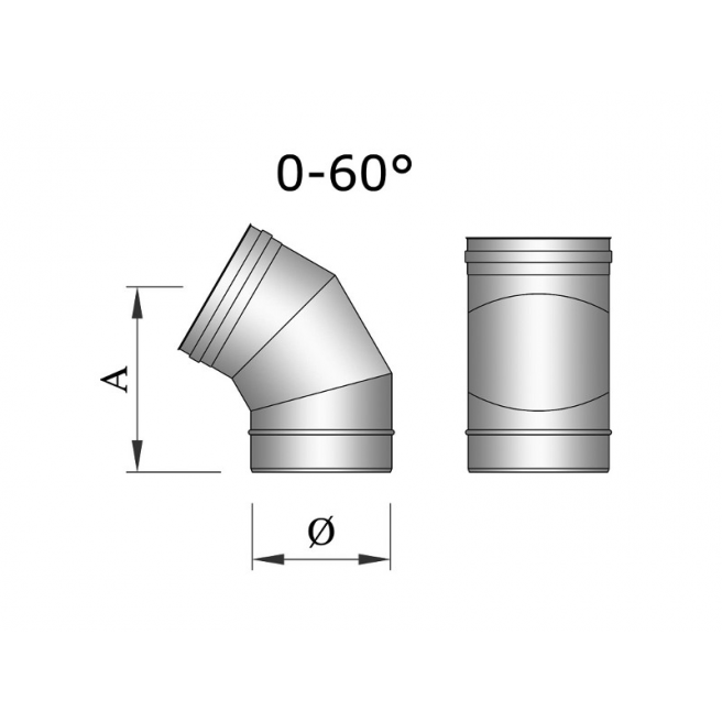 Coude réglable 0-60° Simple Paroi Inox