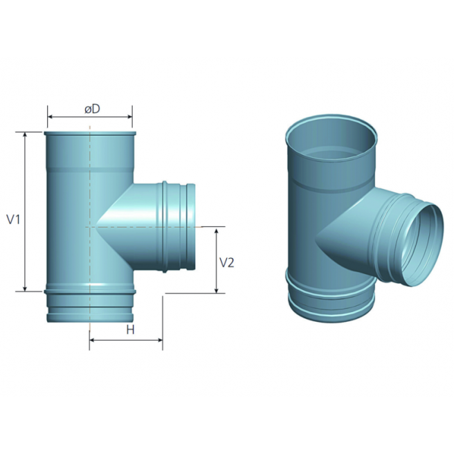 Té 90 Simple Paroi Inox