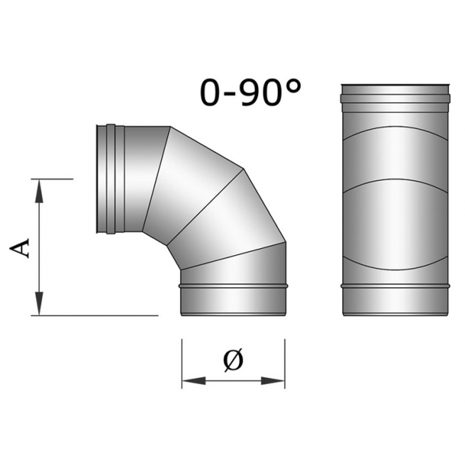 Coude réglable 0-90° Simple Paroi Inox